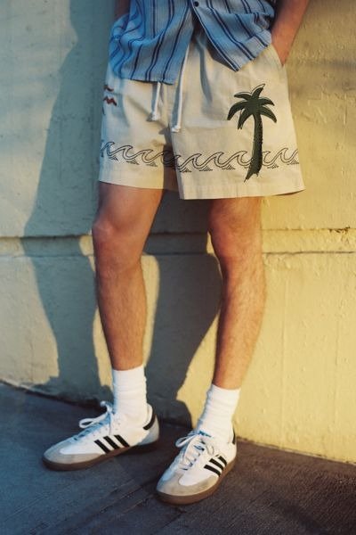 UO Embroidered Baggy Cabana Short