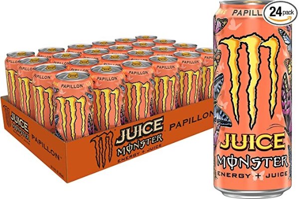 Monster Energy Juice Monster, Energy + Juice, Papillon, 16 Fl Oz (Pack of 24)