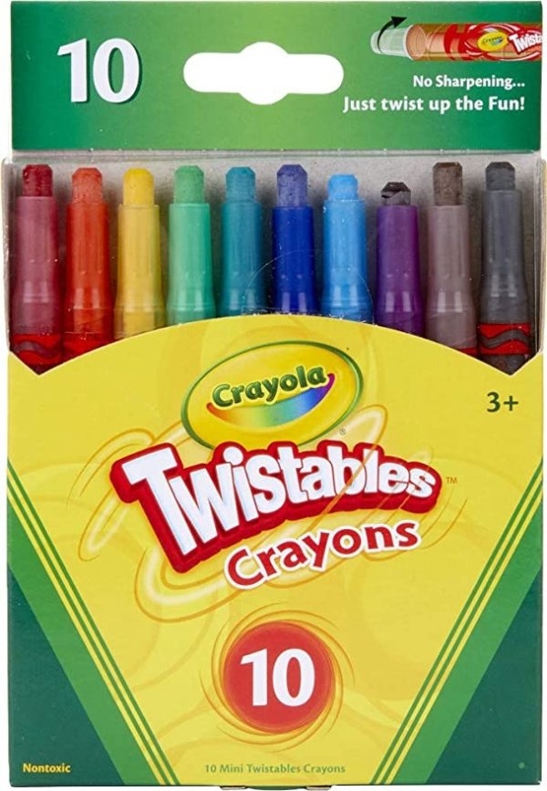 Twistables Crayons Coloring Set, Twist Up Crayons for Kids, 10 Count
