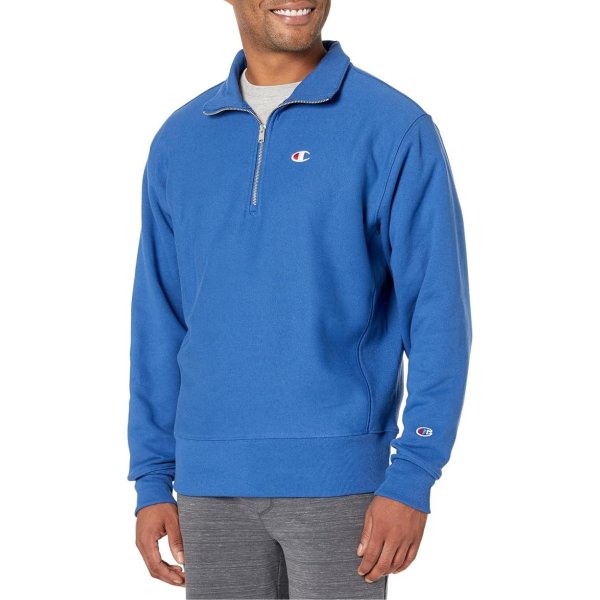 Quarter Zip, Reverse Weave Pullover, Fleece Sweatshirt for Men