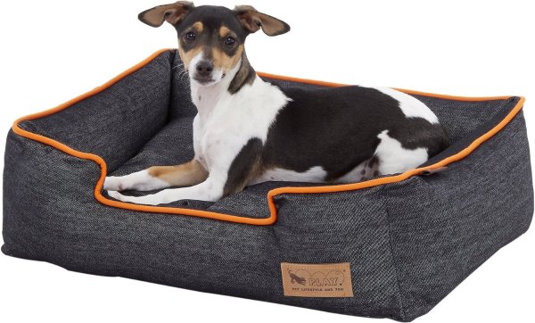 Urban Denim Bolster Cat & Dog Bed w/Removable Cover, Orange, Small - Chewy.com