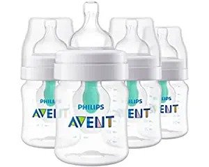 Philips AVENT Anti-Colic Baby Bottles with AirFree Vent, 4oz, 4pk, Clear, SCY701/04