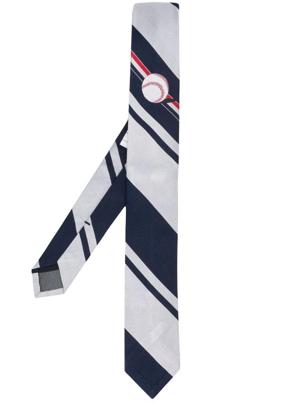 baseball striped silk tie