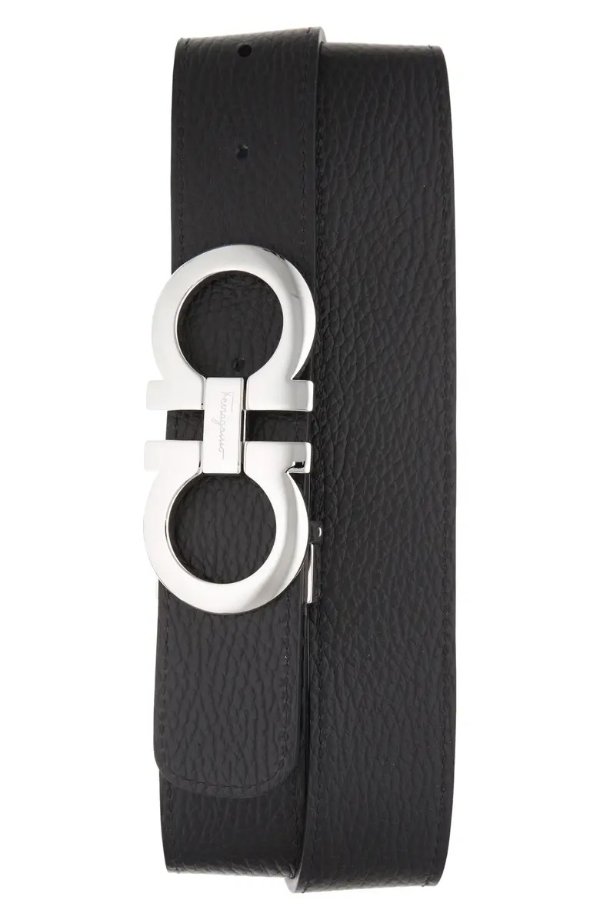 Double Gancio Reversible Leather Belt