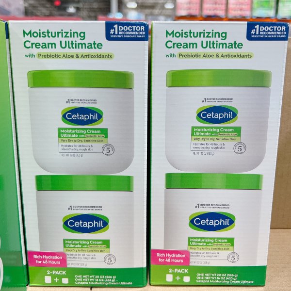 Moisturizing Cream Ultimate with Prebiotic Aloe, Very Dry to Dry Sensitive Skin, 20 oz + 16 oz, 2-pack