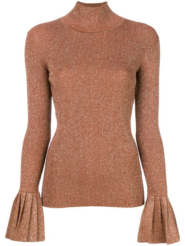 flared-cuffs knitted top
