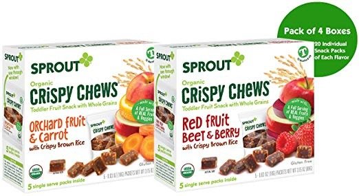 Organic Crispy Chews Toddler Snacks, Variety Pack, 5 Count Box of 0.63 Ounce Single Serve Packets (Pack of 4) 2 Boxes Each: Red Fruit Berry & Beet and Orchard Fruit & Carrot