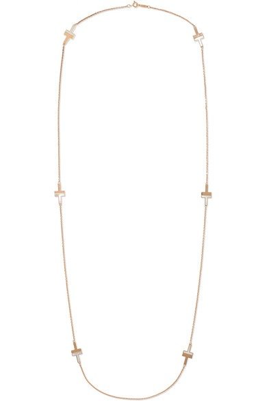 T Two 18-karat rose gold mother-of-pearl necklace