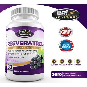 同类销量冠军！BRI Nutrition Resveratrol白藜芦醇胶囊 1200mg, 60粒