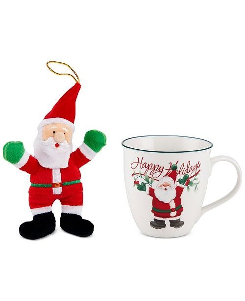 2-Pc. Winterberry Mug & Plush Santa Set, Created for Macy's