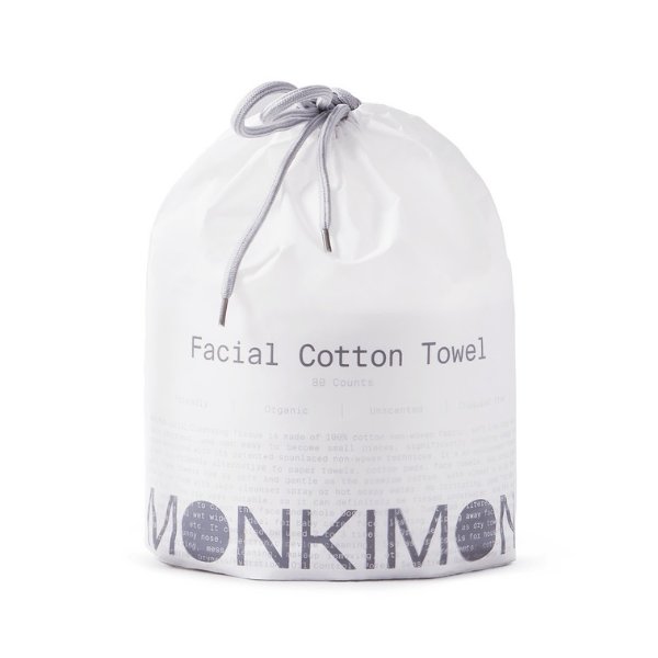 日本 MONKIMON 一次性有机棉洗脸巾 加厚 80抽/卷 3卷装 干湿两用 | 亚米