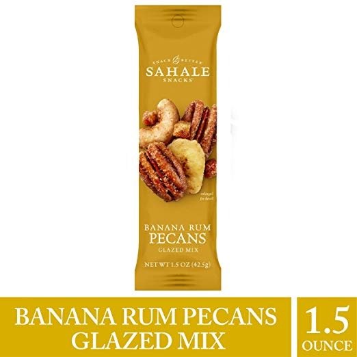 Banana Rum Flavored Pecans - Convenient Grab 'n Go Pack, Nut Snacks with No Artificial Flavors, Preservatives or Colors, Gluten-Free Snacks, 1.5 Ounce (Pack of 9)