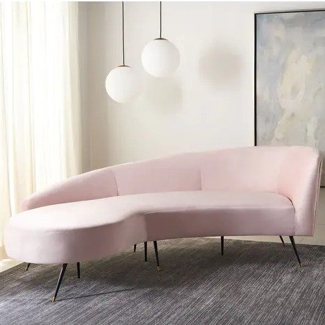 SAFAVIEH Couture Evangeline Velvet Parisian Sofa - Pale Pink