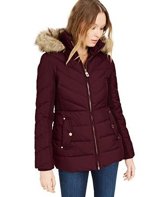 Hooded Faux-Fur-Trim Down Puffer Coat, Created for Macy's