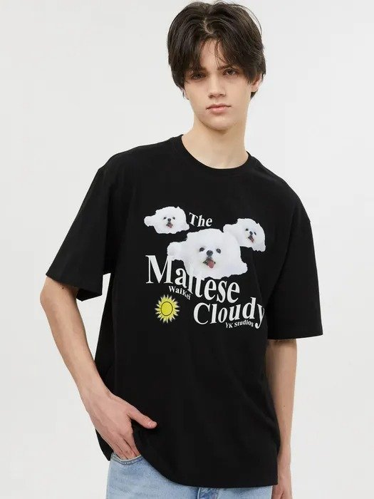 Maltese Cloudy Short Sleeve T-Shirt - Black
