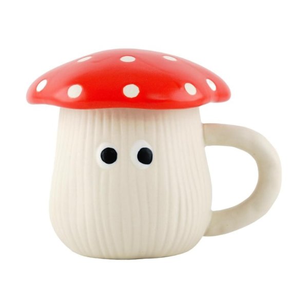 川岛屋 红蘑菇马克杯子 萌趣红蘑菇造型陶瓷杯子 380ml