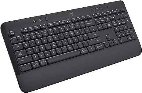 Signature K650 Comfort Full-Size Wireless Keyboard with Wrist Rest, BLE Bluetooth or Logi Bolt USB Receiver, Deep-Cushioned Keys, Numpad, Compatible with Most OS/PC/Window/Mac - Graphite