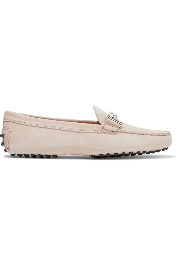 Gommino Doppia embellished suede loafers