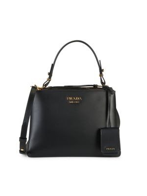 Small Deux Leather Top Handle Bag