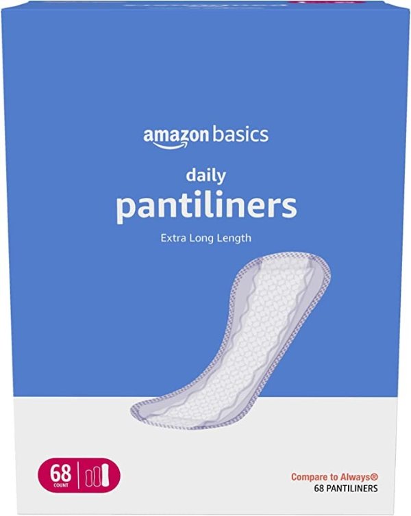 Amazon Basics Daily Pantiliner, Extra Long Length, 68 Count, 1 Pack (Previously Solimo)