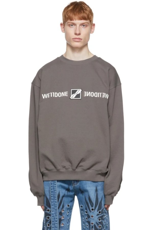 Grey Patched Mirror Logo Sweatshirt