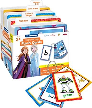 Disney Learning Flash Cards for Toddlers 2 - 4 Years, Numbers, Colors, Shapes, Sight Words, and Alphabet Flash Cards with Rings Featuring Mickey, Frozen, Lion King, & Toy Story Characters (216 Cards)