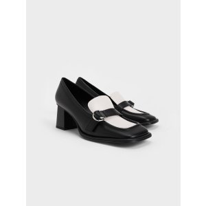 Charles & KeithBlack Metallic Buckle Penny Loafers | CHARLES & KEITH