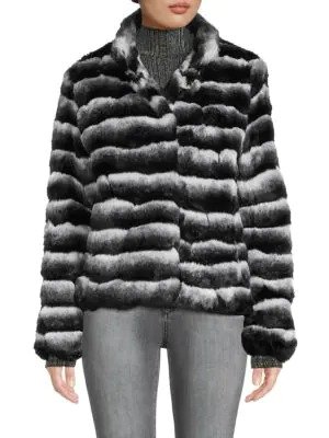 Striped Faux Fur Jacket