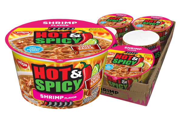 Nissin Hot & Spicy Ramen Noodle Soup, Shrimp, 3.27 Ounce (Pack of 6)