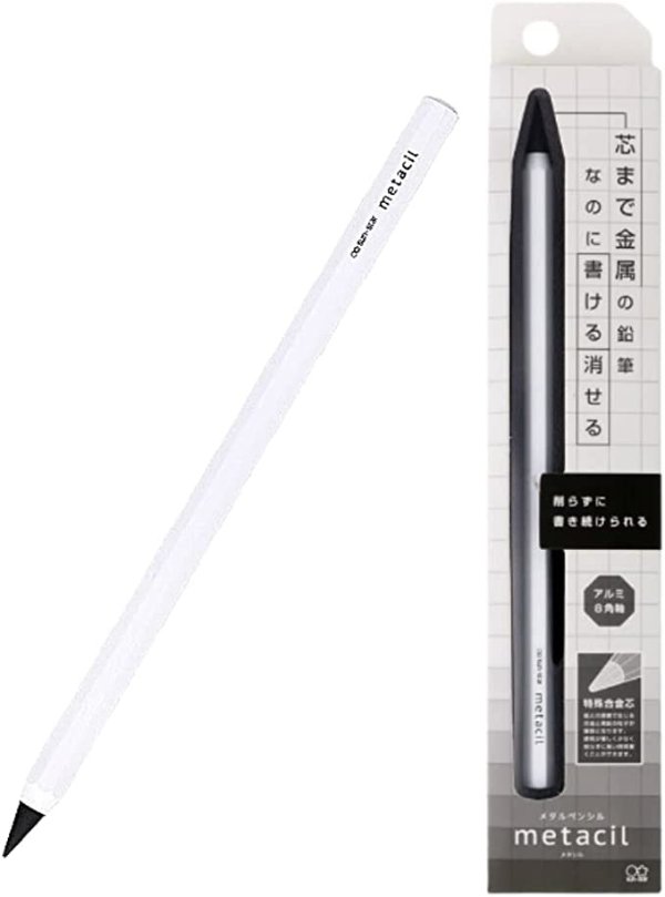 -STAR Stylish Metal Pencil Metacil Pencils for Artist Drawing, Sketching, Non-Sharpening, White