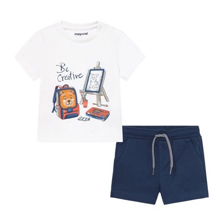 Boy's Be Creative Graphic T-Shirt w/ Shorts, Size 12-24M