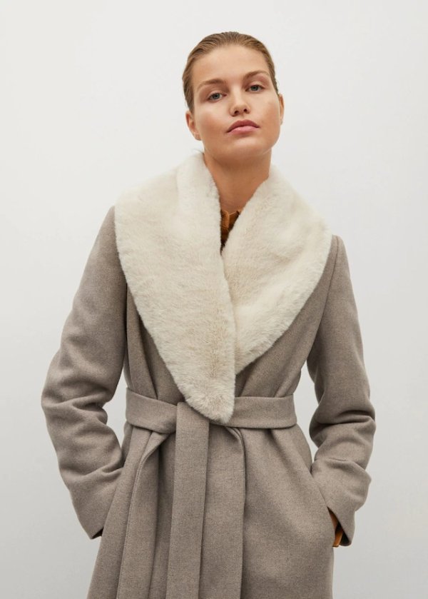 Woolen coat with chain detail - Women | Mango USA
