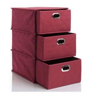 Nonwoven 3-Layer Drawer Storage Box-Burgundy