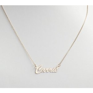 14K Gold over Sterling Silver or Sterling Silver Hollywood Script Name Necklace, 18" chain