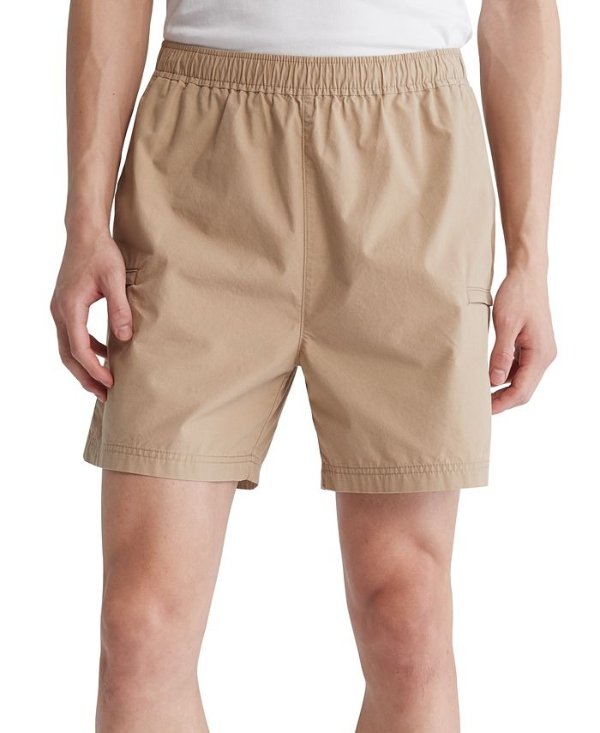 Men's Poplin Elastic-Waist Shorts