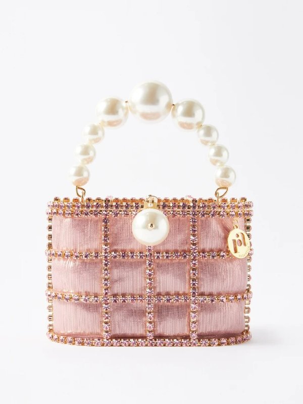 Holli crystal-embellished lame handbag | Rosantica