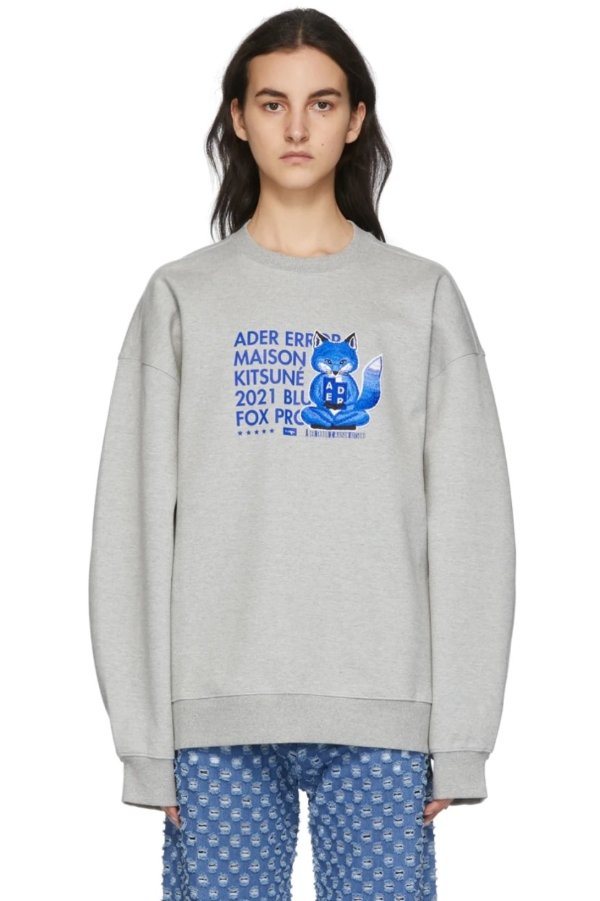 Grey ADER error Edition Meditation Fox Sweatshirt