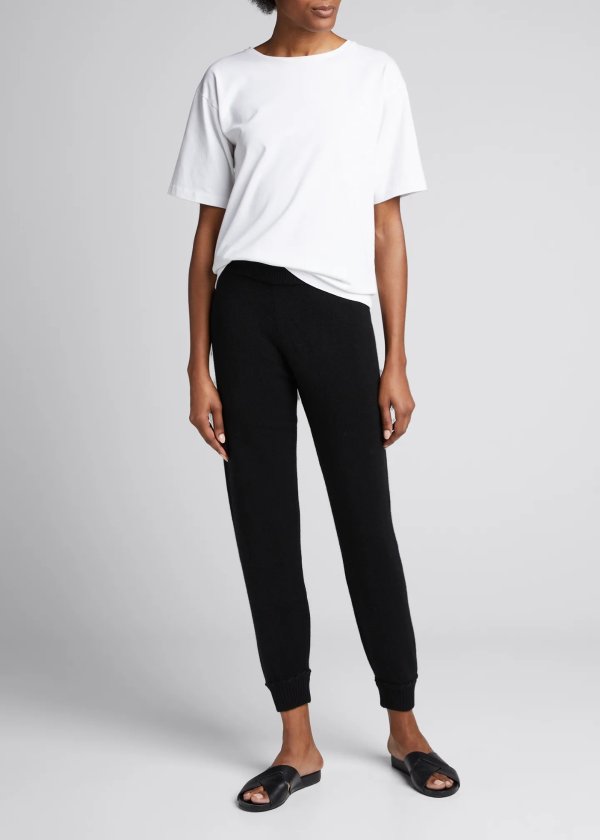 Cashmere Jogger Pants with Whipstitch Trim