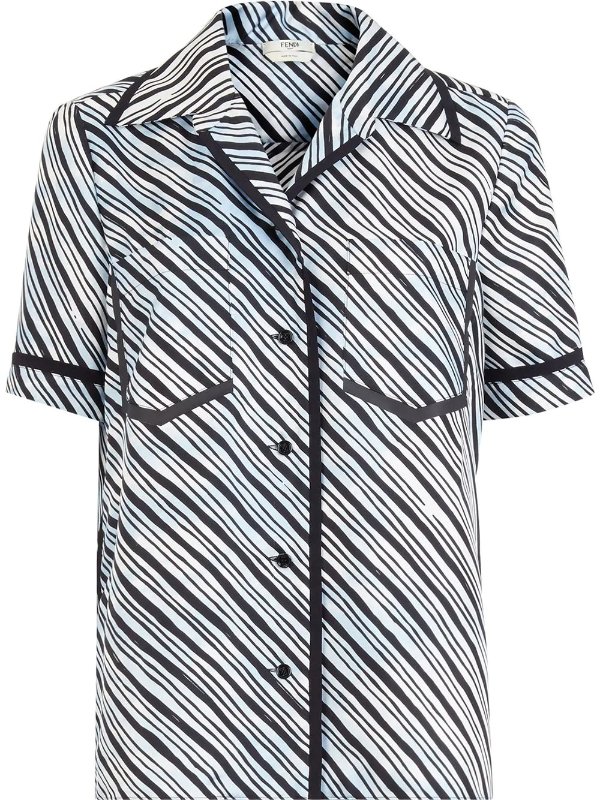diagonal-stripe short-sleeve shirt