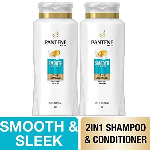 , Shampoo and Conditioner 2 in 1, Pro-V Smooth and Sleek for Dry Hair, 25.4 fl oz, Twin Pack