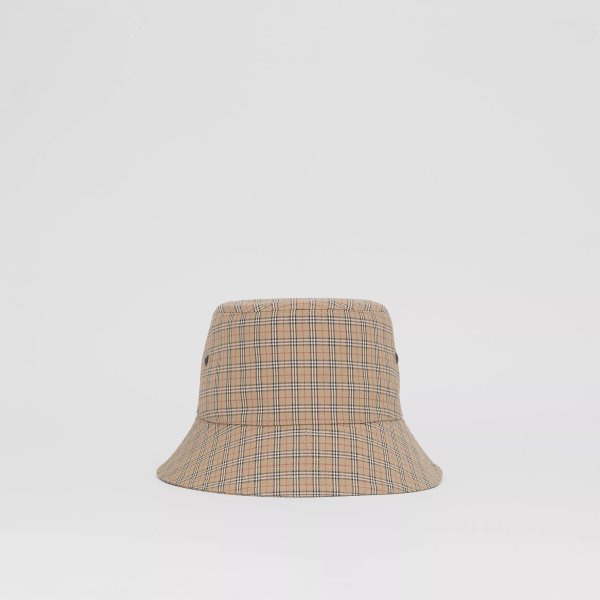 格纹棉质渔夫帽