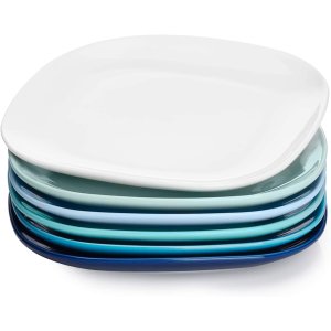 Sweese 153.003 Porcelain Square Dessert Salad Plates Set of 6