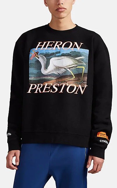Heron-Graphic Cotton Fleece Sweatshirt