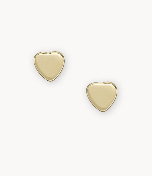Hearts Gold-Tone Stainless Steel Stud Earrings