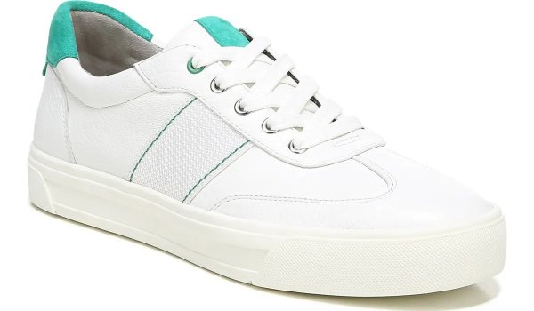 .com |Anya Lace Up Sneaker in White/Green Leather Sneakers