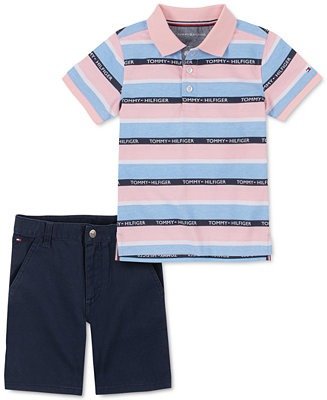Baby Boys 2-Pc. Signature Stripe Polo & Shorts Set