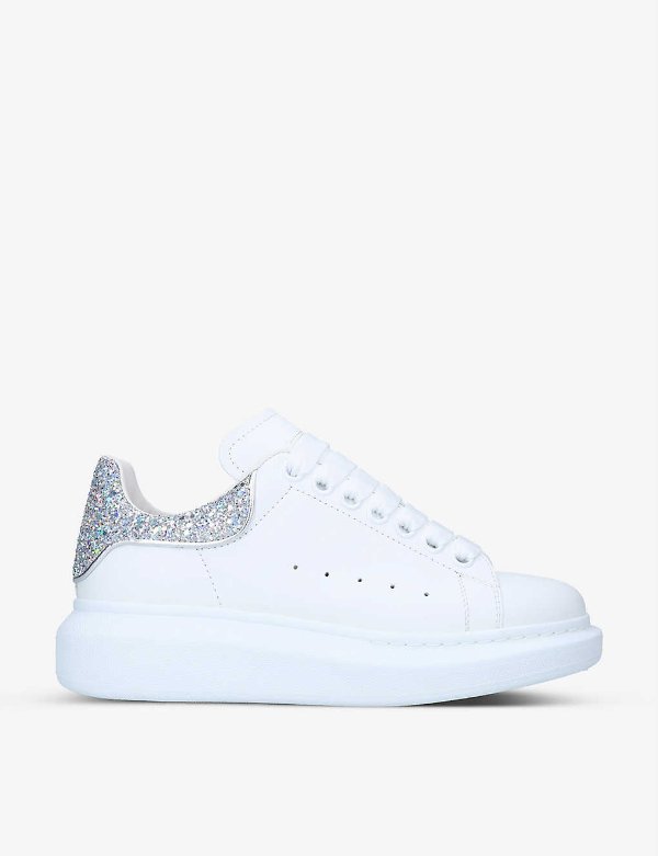 Men’s Runway glitter-embellished leather trainers