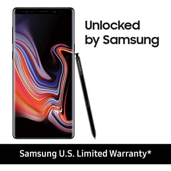 Galaxy Note 9 Factory Unlocked Phone with 6.4" Screen and 128GB (U.S. Warranty), Midnight Black