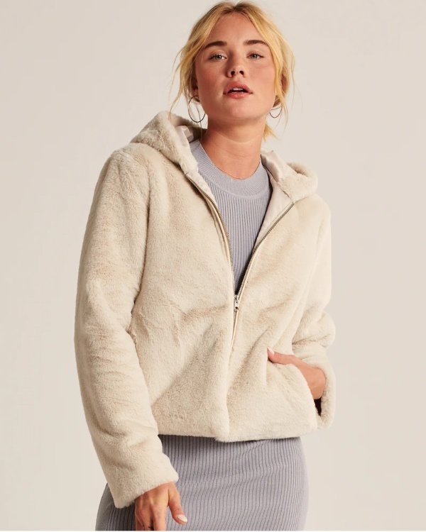 Women's Hooded Faux Fur Jacket | Women's Clearance | Abercrombie.com