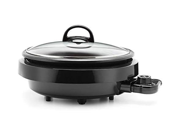 Housewares ASP-137B Grillet 3Qt. 3-in-1 Cool-Touch Electric Indoor Grill Portable, Dishwasher Safe, with 10 in. Nonstick Pan & Tempered Glass Lid, Black